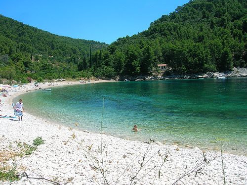 Beautiful pebble beach in Pupnatska Luka cove