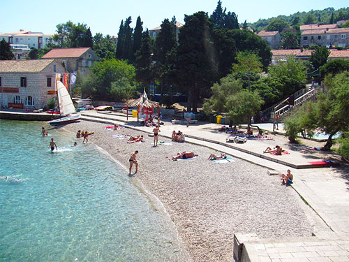 Pebble beach Banje is the most popular beach in town Korcula