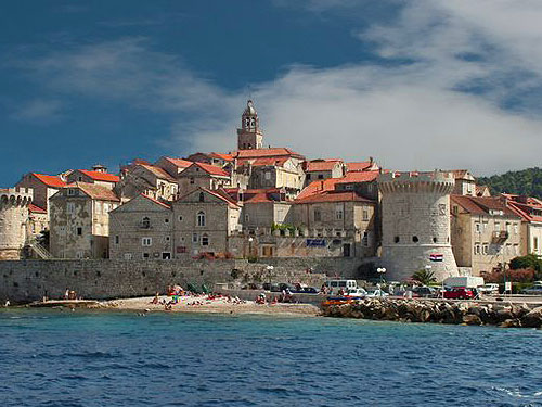 Pebble beach Puntin on the tip of the peninsula of the old town Korcula